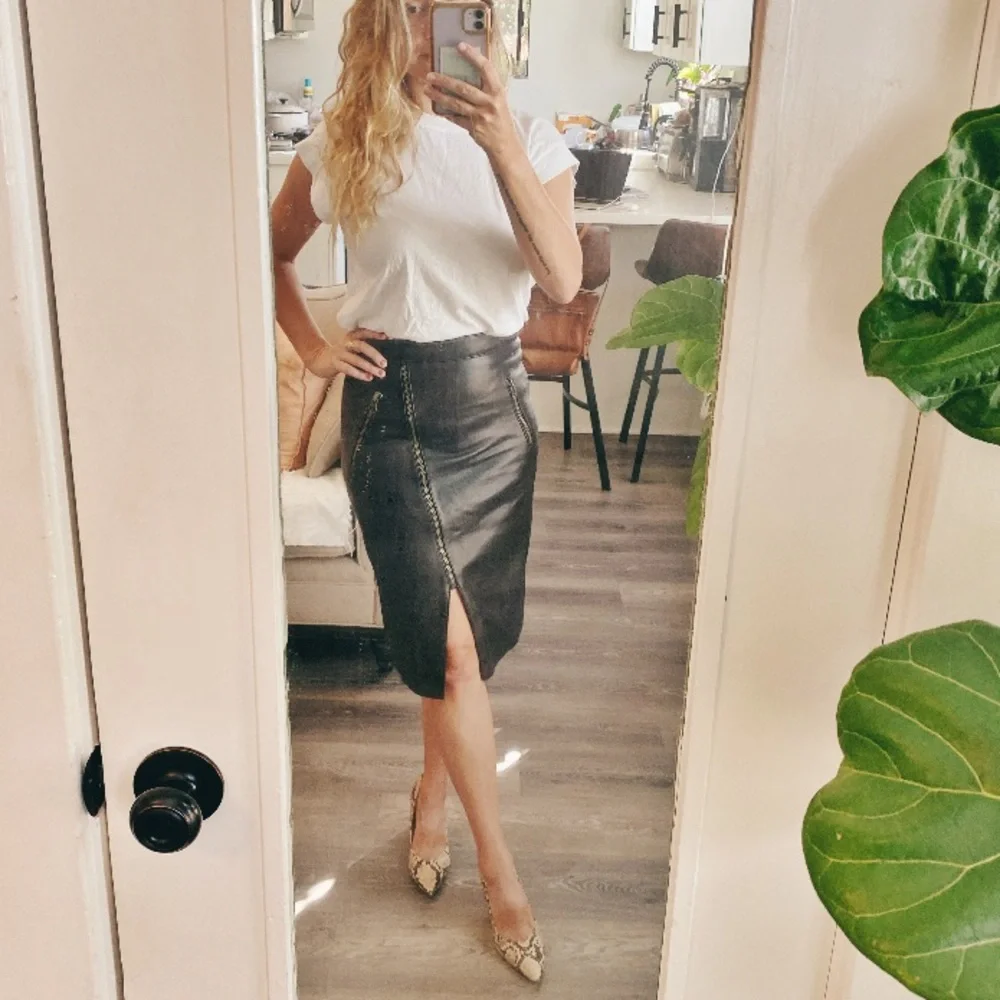 Mason Leather Black Pencil Skirt Zippers size 0 - Picture 13 of 14